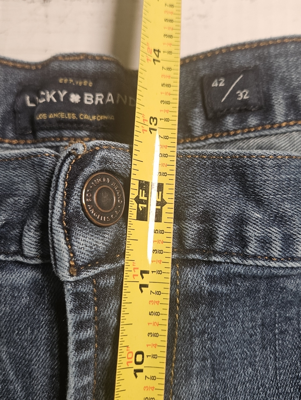 Lucky Brand 181 Relaxed Straight Jeans Mens 42x32 Medium Wash Distressed 42x30 - Picture 4 of 11